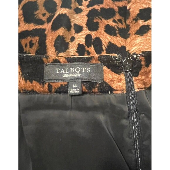 Talbots Women's Leopard Print Pencil Skirt Size Cotton Black Career Skirt 14 - Picture 4 of 4